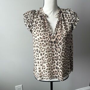 Generation Love Ruffle-sleeved Animal Print blouse. Size Small